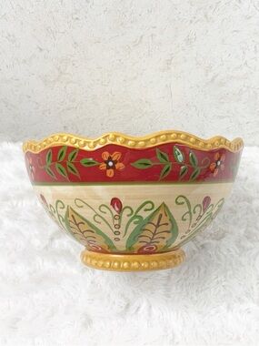 Pier 1 Imports Juliana Soup Chili Cereal Bowl Earthenware Boho Floral